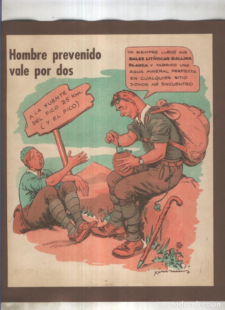 Collezionismo sportivo: Cromo Gallina Blanca segundo album: Hoja propaganda dibujo de Xirinius (Jaime Juez) - Varios