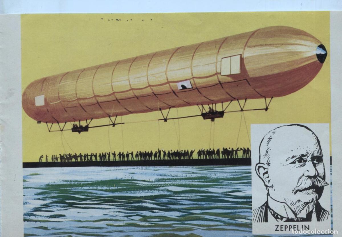 Colecionismo desportivo: Cromo La Conquista del Cielo numero 036: Zeppelin de Ferdinand von Zeppelin - Varios