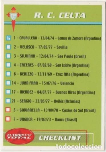 Coleccionismo deportivo: Cromo E00059: Fichas de la Liga 2003, Lista jugadores del R. C. Celta - LFP