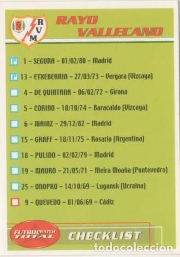 Colecionismo desportivo: Cromo E00308: Fichas de la Liga 2003, Lista jugadores del Rayo Vallecano - LFP