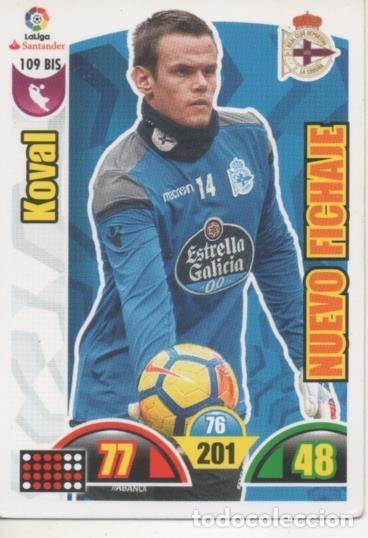 Collezionismo sportivo: Cromo E002882: Trade Card Game Adrenalyn. Liga 2017-18, Nuevo Fichaje. Koval. R.C.D. La Coru&ntilde;a - LFP