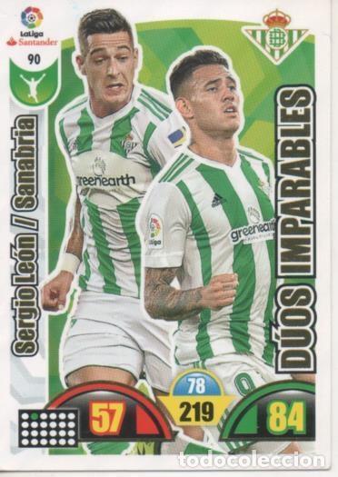 Colecionismo desportivo: Cromo E002877: Trade Card Game Adrenalyn. Liga 2017-18, D&uacute;os Imparables. Sergio Le&oacute;n/Sanabria. Real