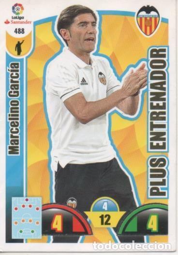 Colecionismo desportivo: Cromo E003010: Trade Card Game Adrenalyn. Liga 2017-18, Plus Entrenador. Marcelino Garc&iacute;a. Valencia