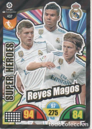 Colecionismo desportivo: Cromo E003005: Trade Card Game Adrenalyn. Liga 2017-18, Super H&eacute;roes. Reyes Magos. Real Madrid - LFP