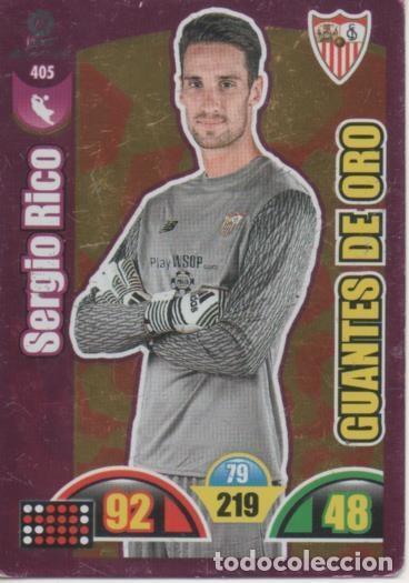 Colecionismo desportivo: Cromo E002997: Trade Card Game Adrenalyn. Liga 2017-18, Guantes de Oro. Sergio Rico. Sevilla F.C. -