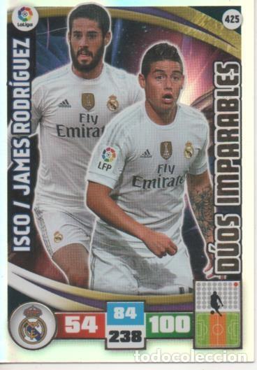 Collezionismo sportivo: Cromo E002658: Trade Card Game Adrenalyn. Liga 2015-16, D&uacute;os Imparables. Isco/James Rodr&iacute;guez. Real