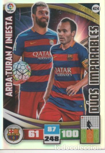 Collezionismo sportivo: Cromo E002657: Trade Card Game Adrenalyn. Liga 2015-16, D&uacute;os Imparables. Arda-Turan/Iniesta. F.C. Ba