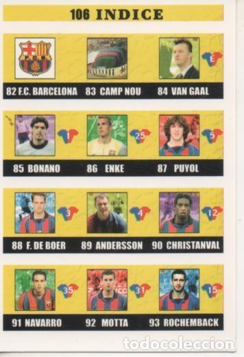 Collezionismo sportivo: Cromo E003909: Trading Card. Las Fichas de la Liga 2003. n&ordm; 106 Indice - LFP