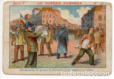 Collectionnisme sportif: V49431: Cromo Chocolate Angelical. La Guerra Europea Serie F n&ordm; 24 - NULL