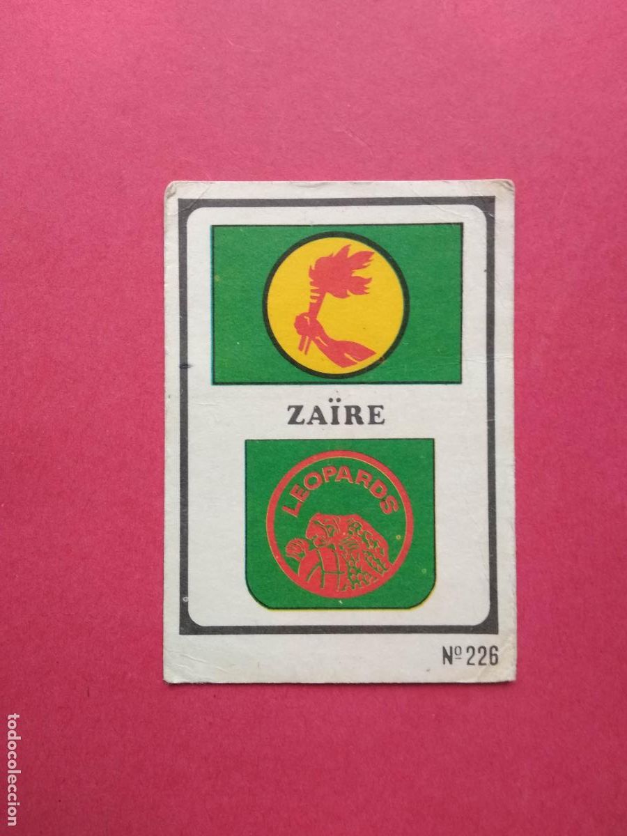 Coleccionismo deportivo: RUIZ ROMERO CAMPEONATOS MUNDIALES ALEMANIA 1974 MUNDIAL MUNICH 74 ZAIRE N&ordm; 226 ESCUDO Y BANDERA