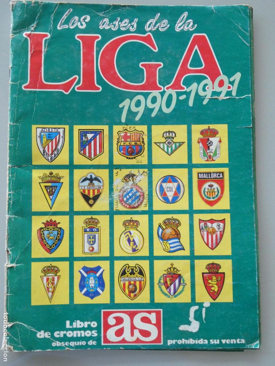 Coleccionismo deportivo: &Aacute;LBUM LIBRO CON 57 CROMOS LOS ASES DE LA LIGA 1990 1991 AS DIARIO. 160GR