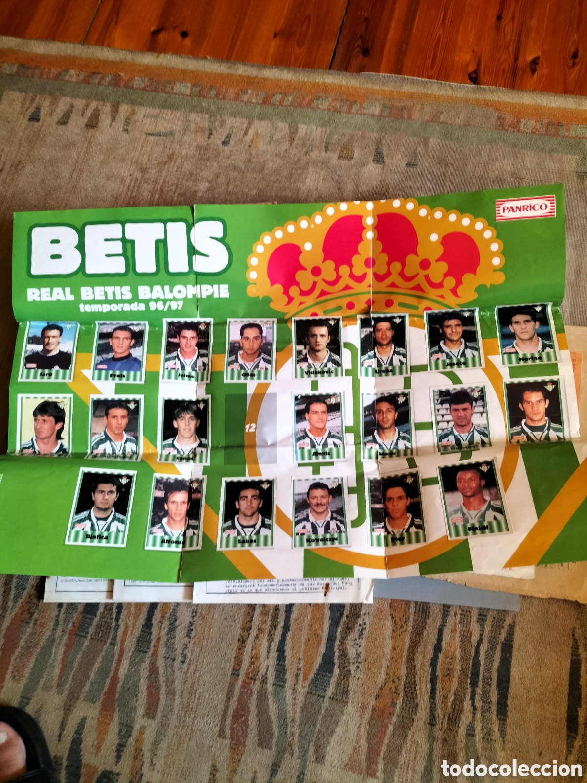 Coleccionismo deportivo: &Aacute;lbum P&oacute;ster Real Betis. Panrico. 96/97. Falta R&iacute;os.