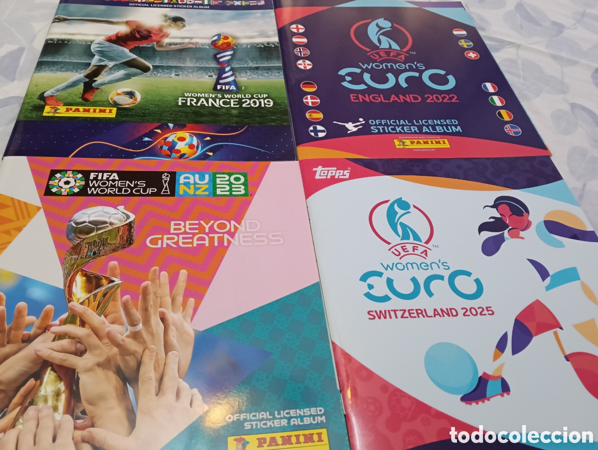Colecionismo desportivo: 4 Albumes femeninos de Mundiales y Eurocopas vac&iacute;os