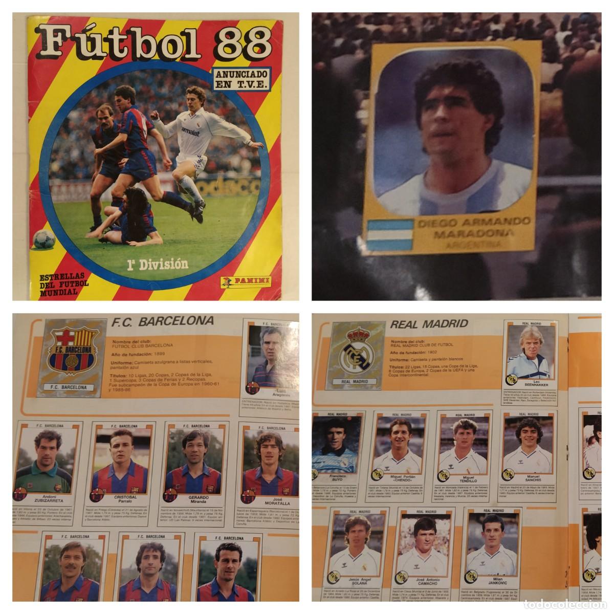 Coleccionismo deportivo: FUTBOL 88 - ALBUM DE CROMOS CASI COMPLETO - MARADONA -FALTA 1 CROMO- A&Ntilde;O 1988 -VER FOTOS-(V-28.285)