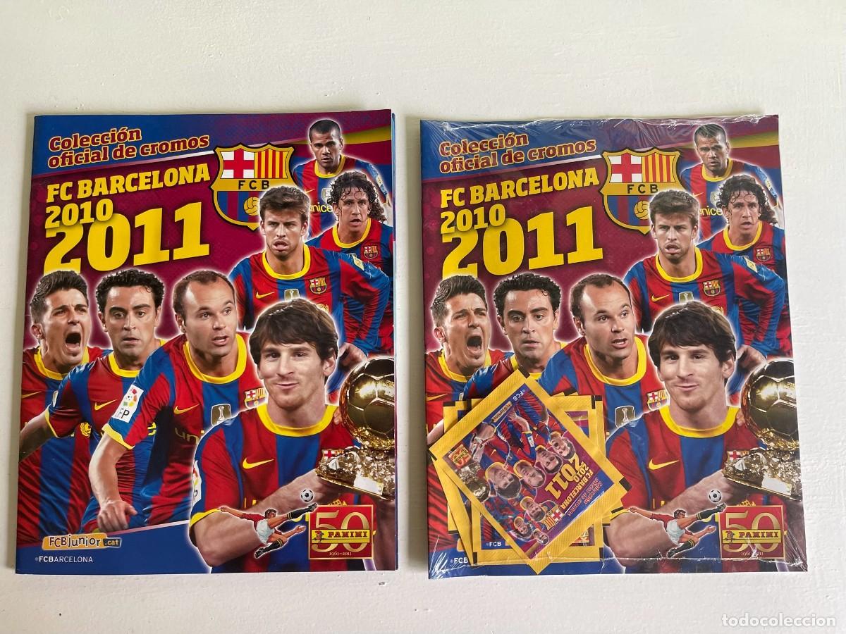 Coleccionismo deportivo: Album FC Barcelona 2010-2011 + &Aacute;lbum Precintado con 2 Sobres Oficiales - Cromos Pegados Con Celo
