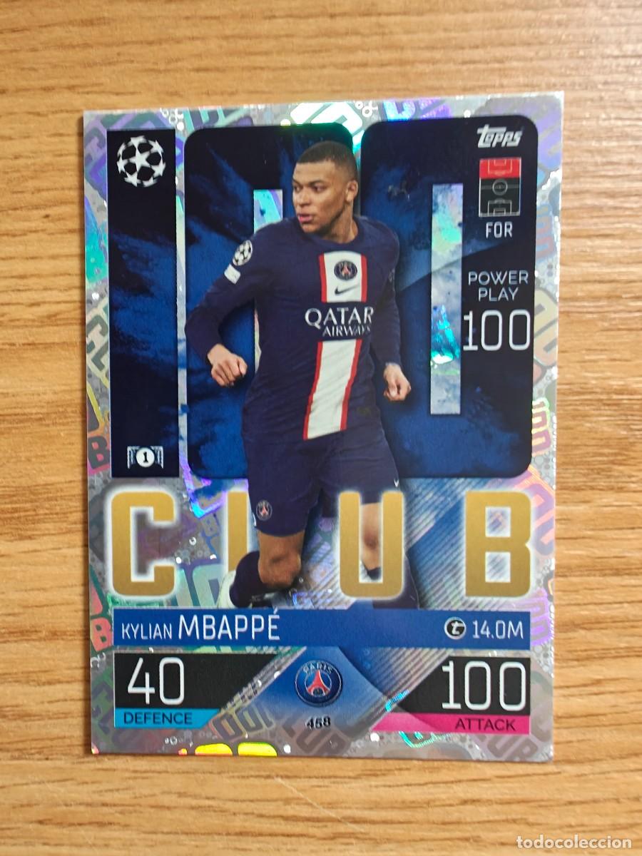 Colecionismo desportivo: Kylian Mbapp&eacute; 458 Match Attax 22 23 PSG Real Madrid 100 Club 2022 2023