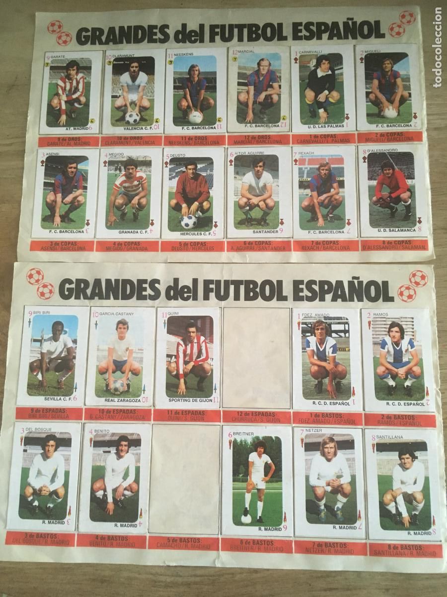 Coleccionismo deportivo: grandes del futbol espa&ntilde;ol 2 hojas album de cromos