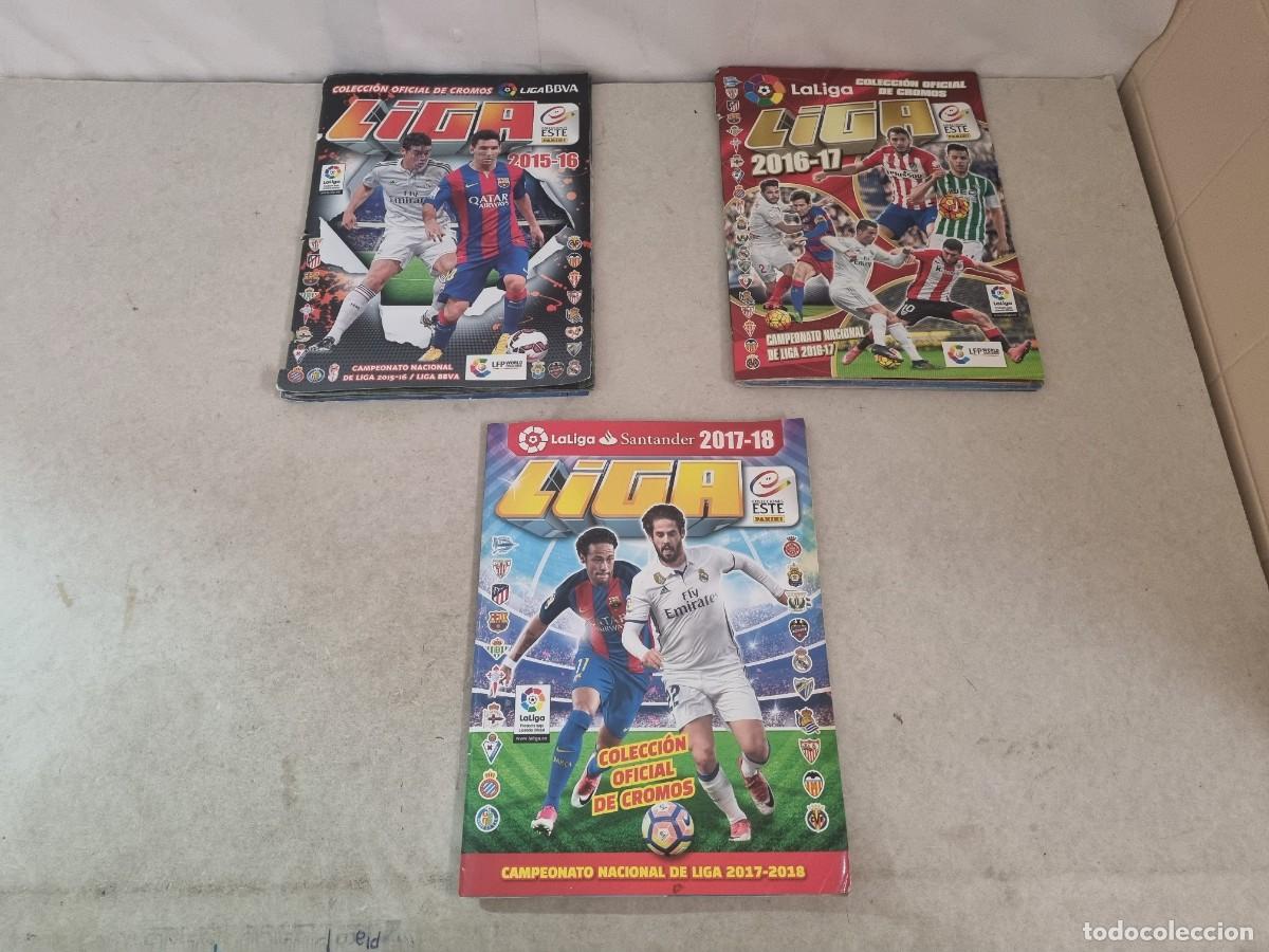 Coleccionismo deportivo: Lote dec3 &aacute;lbumes de la liga 15-16 16-17 17-18 de Panini