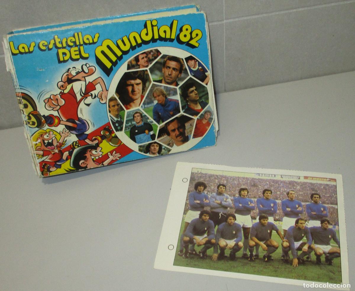 Coleccionismo deportivo: archivador con 65 fichas LAS ESTRELLAS DEL MUNDIAL ESPA&Ntilde;A 82 BRUGUERA, f&uacute;tbol, posibilidad sueltas