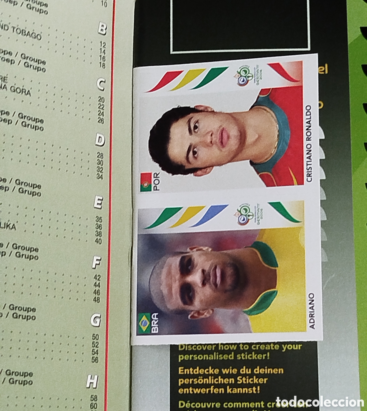 Coleccionismo deportivo: SIN PEGAR ROOKIE CRISTIANO RONALDO ZIDANE ALBUM VACIO PLANCHA MUNDIAL ALEMANIA 2006 CROMOS PANINI