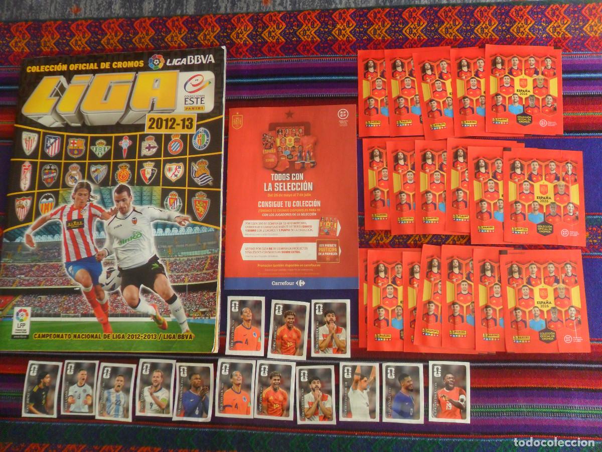 Coleccionismo deportivo: COCA COLA MUNDIAL 2026 COMPLETO SIN PEGAR A FALTA DE 1 CON 2 LAMINE YAMAL, ESTE LIGA 12 13 Y REGALOS