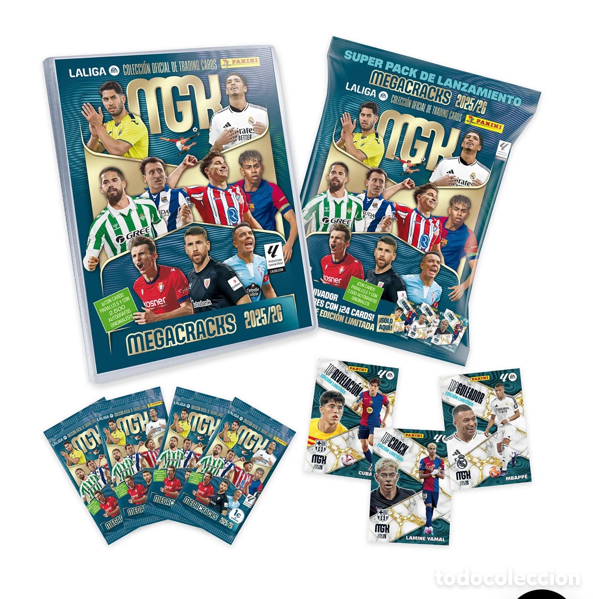 Coleccionismo deportivo: Megapack de Lanzamiento Megacracks 25 26 Yamal Mbappe Cubarsi Panini &Aacute;lbum