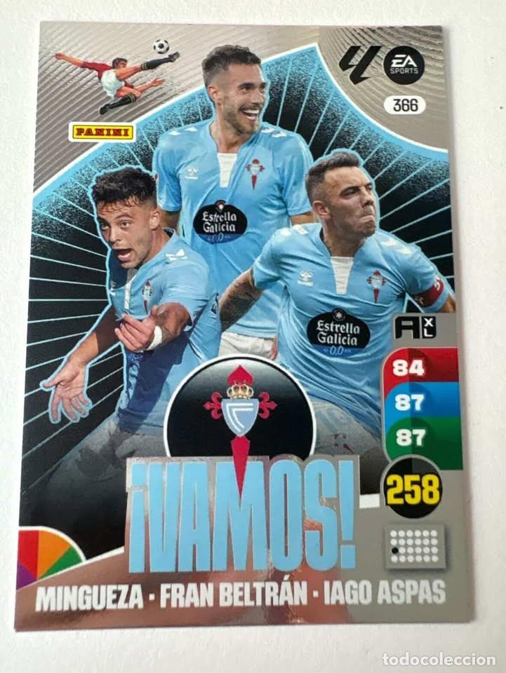 Coleccionismo deportivo: Mingueza/Fran Beltr&aacute;n/Iago Aspas VAMOS Celta 366 Adrenalyn 2024-25