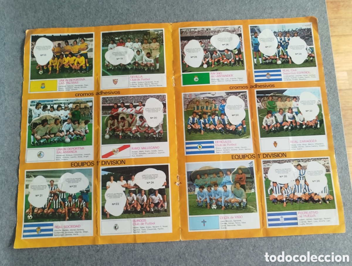 Coleccionismo deportivo: P&Oacute;STER CENTRAL DEL ALBUM NO COMPLETO EDICIONES ESTE 78 79 1978 1979 CON 14 CROMOS DESPEGADOS
