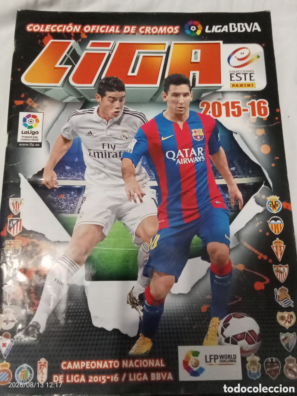 Coleccionismo deportivo: &Aacute;lbum de cromos f&uacute;tbol ediciones este Panini liga 2015-2016 completo al 80%