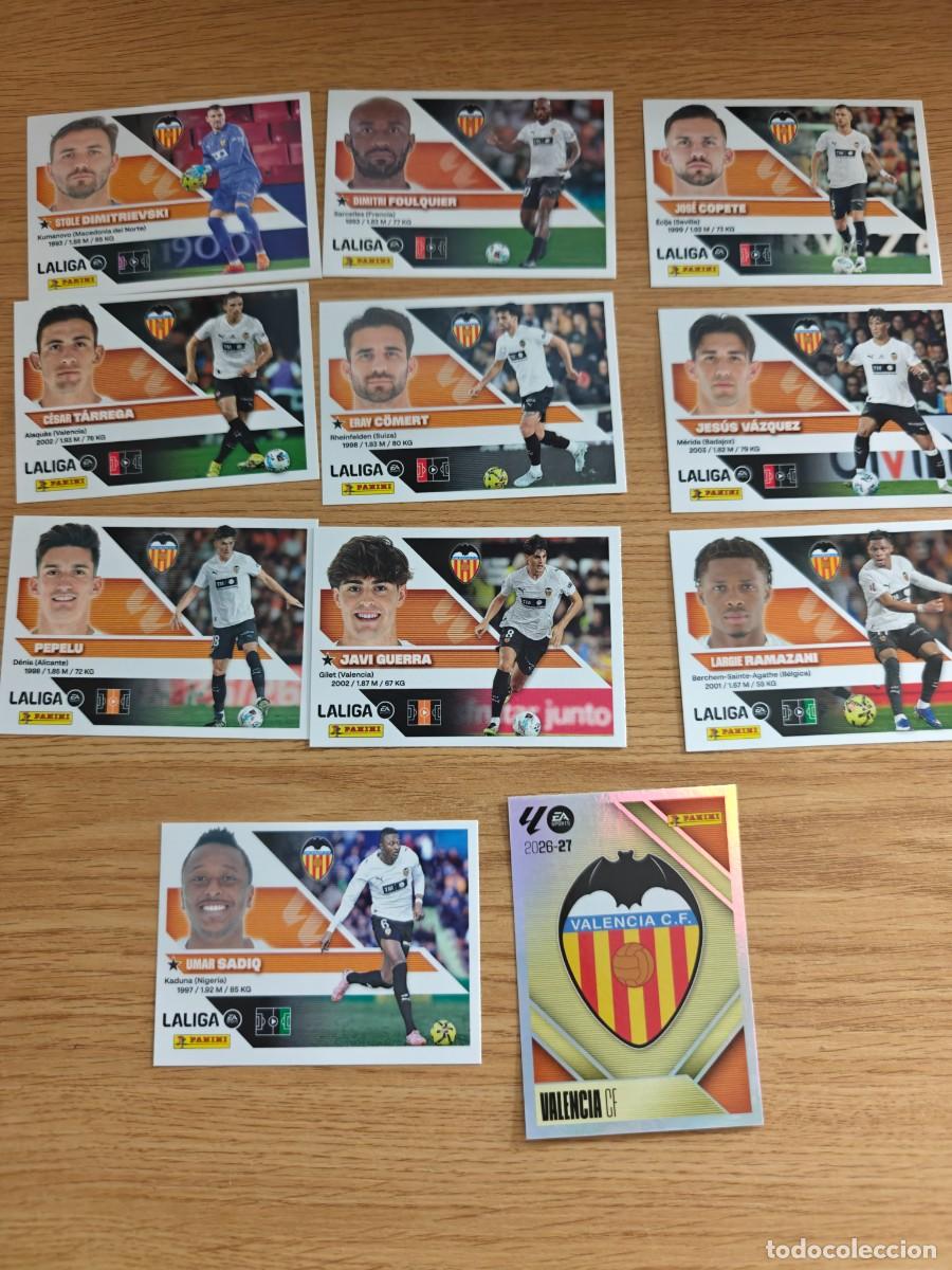 Coleccionismo deportivo: Lote 11 Cromos Liga Este 26 27 Valencia CF 2026 2027