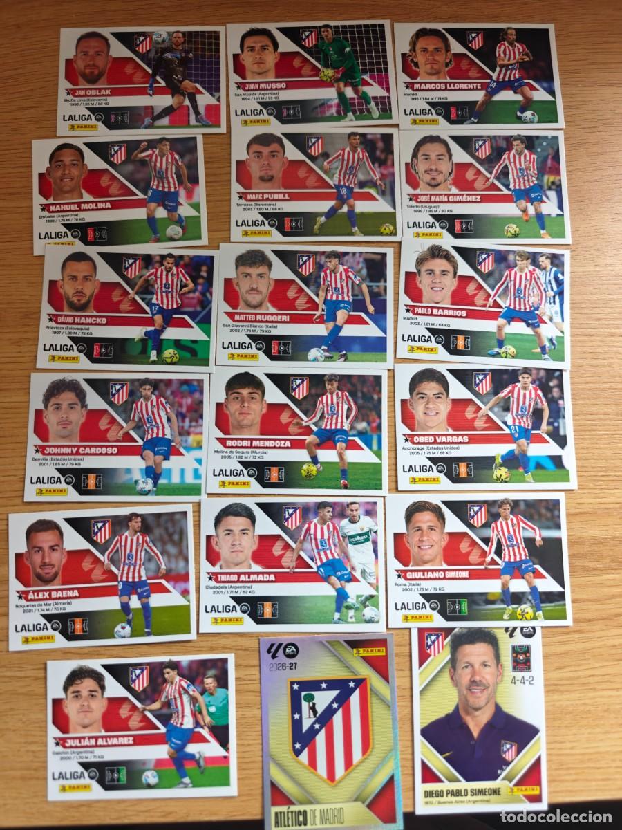 Coleccionismo deportivo: Lote 18 Cromos Liga Este 26 27 Atl&eacute;tico de Madrid 2026 2027