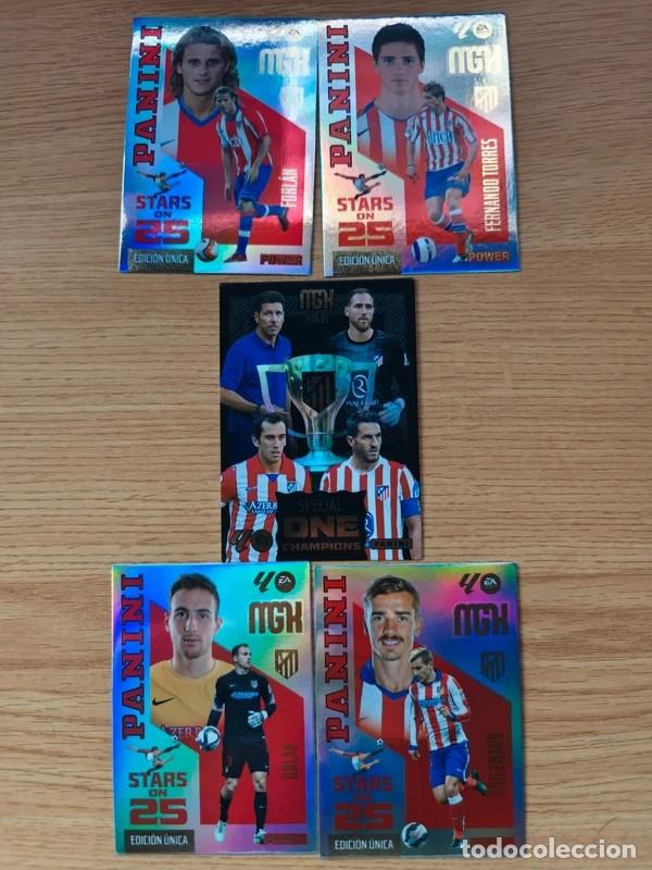 Coleccionismo deportivo: Lote 5 Cromos Atl&eacute;tico de Madrid Megacracks 26 27 Stars on 25 Power Paralela Box