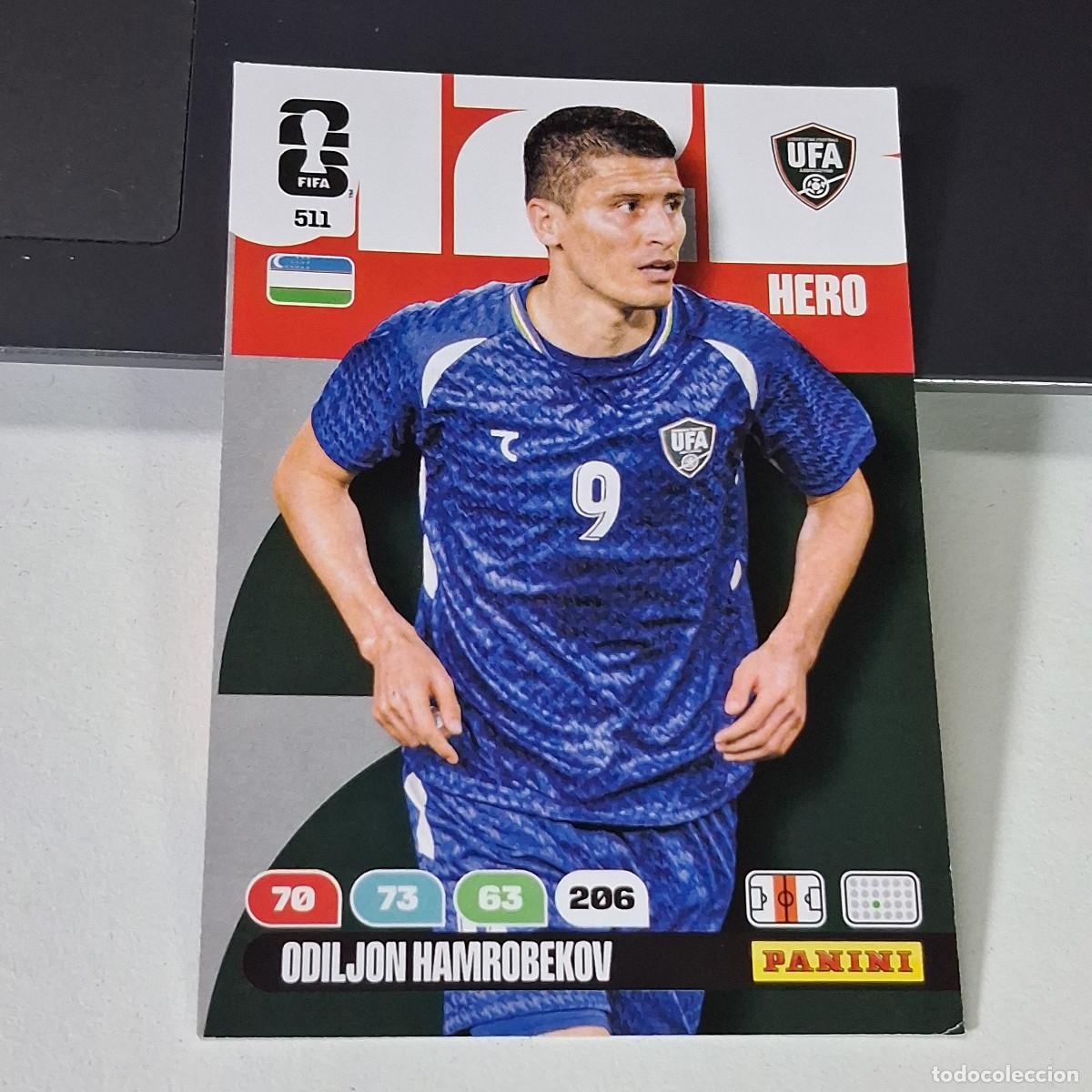 Coleccionismo deportivo: B55 511 ODILJON HAMROBEKOV UZBEKISTAN HERO PANINI ADRENALYN FIFA WORLD CUP 26 2026 CARD