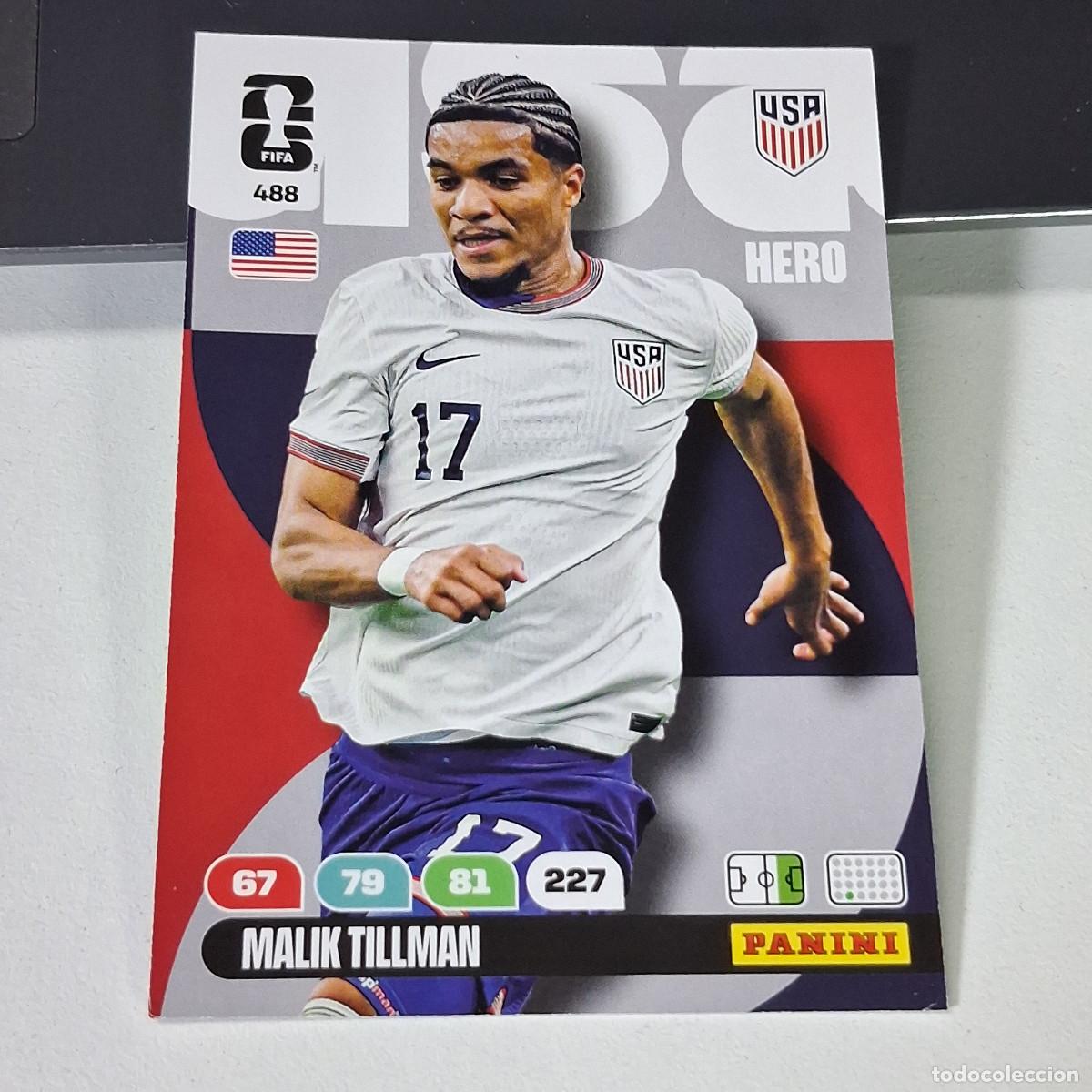 Coleccionismo deportivo: B55 488 MALIK TILLMAN ESTADOS UNIDOS USA HERO PANINI ADRENALYN FIFA WORLD CUP 26 2026 CARD
