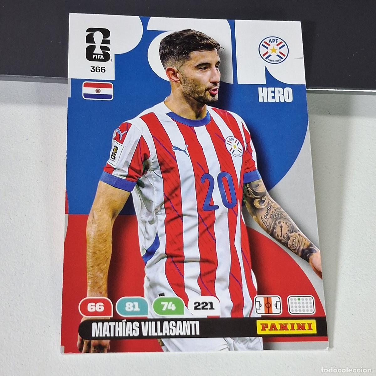 Coleccionismo deportivo: B55 366 MATHIAS VILLASANTI PARAGUAY HERO PANINI ADRENALYN FIFA WORLD CUP 26 2026 CARD