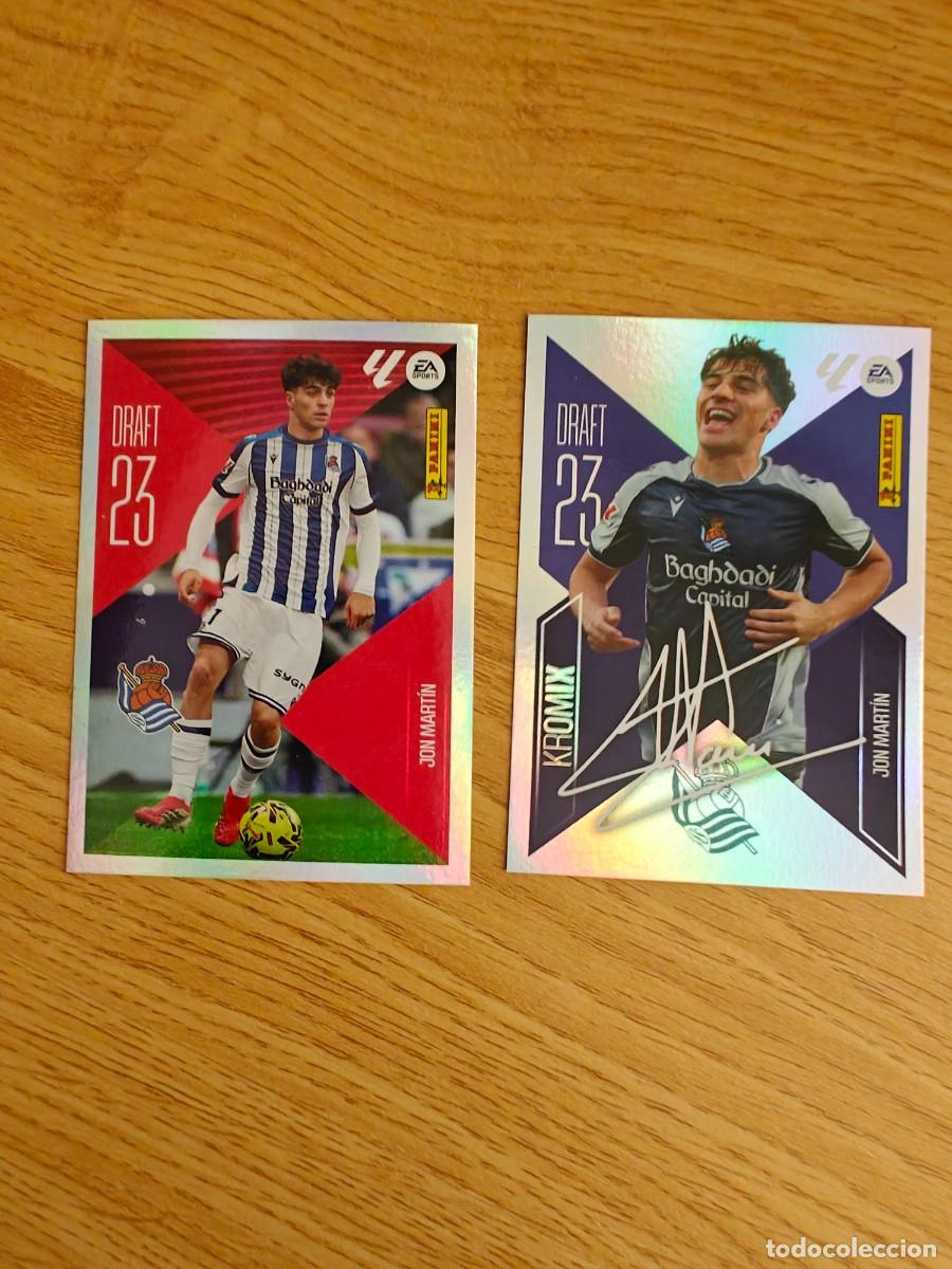 Coleccionismo deportivo: Lote Jon Mart&iacute;n K13 Liga Este 26 27 Real Sociedad Draft 23 Kromix Sticker 2026 2027