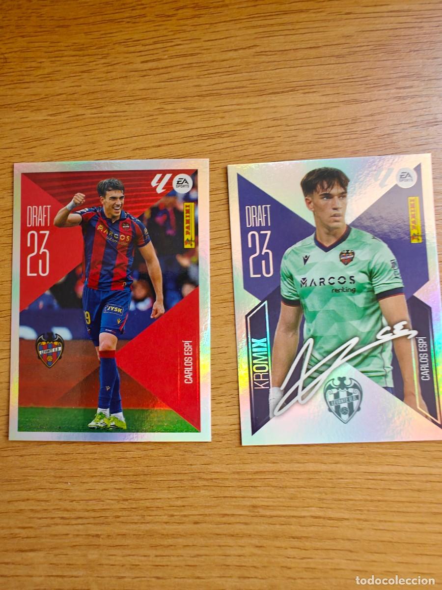 Coleccionismo deportivo: Lote Carlos Esp&iacute; K4 Liga Este 26 27 Levante UD Draft 23 Kromix Sticker 2026 2027