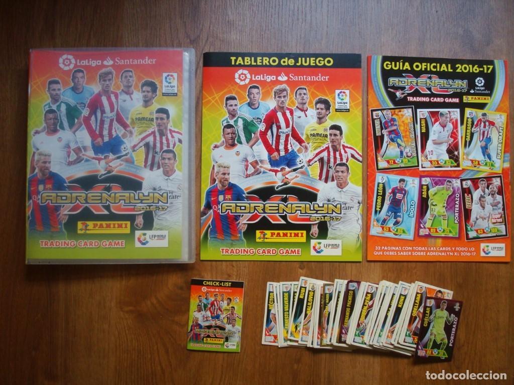 Colecionismo desportivo: &Aacute;lbum La Liga Adrenalyn 2016-17 + 223 cromos + Guia oficial + tablero de juego + check-list
