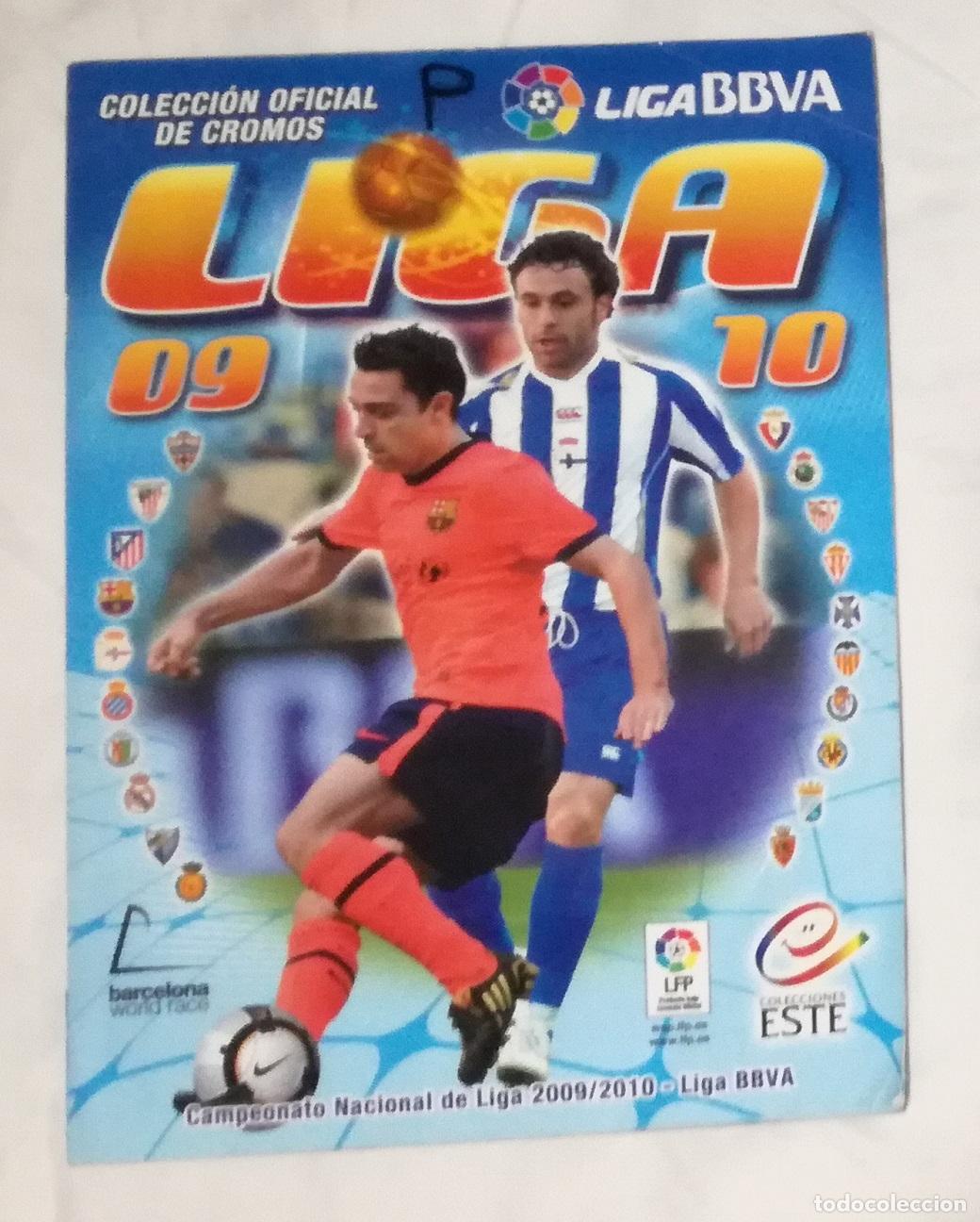 Coleccionismo deportivo: Album de futbol Liga 2009-10, ESTE - Contiene 444 cromos (56 dobles, 1 triple, 17 fichajes); Messi
