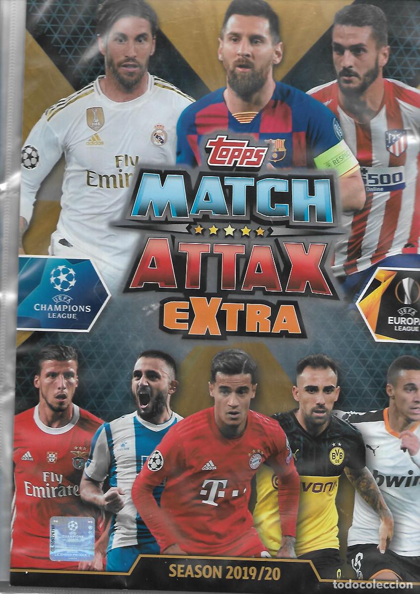 Coleccionismo deportivo: ALBUM DE topps MATCH ATTAX EXTRA 2019/20 CON 61 FICHAS