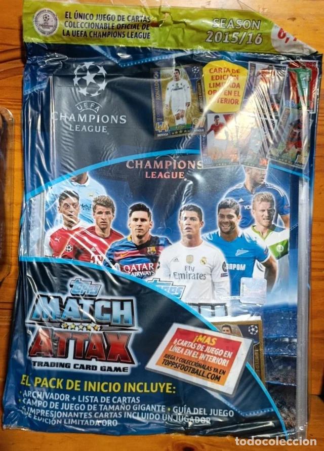 Coleccionismo deportivo: Album archivador Match Attax Topps Champions 2015 16 con Cristiano Ronaldo Oro