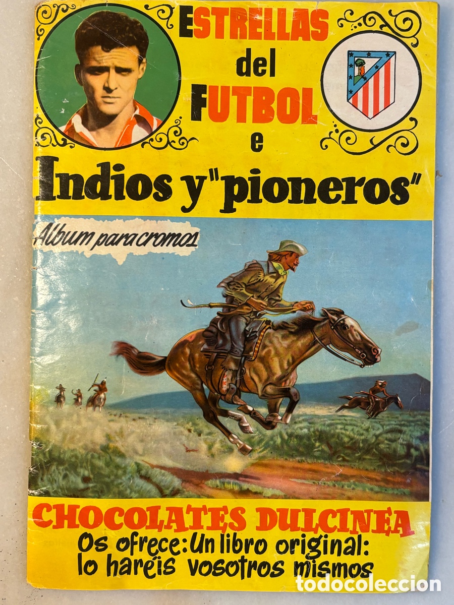 Collezionismo sportivo: &Aacute;lbum Cromos, indios y pioneros y estrellas del f&uacute;tbol. Escudo Atl&eacute;tico de Madrid