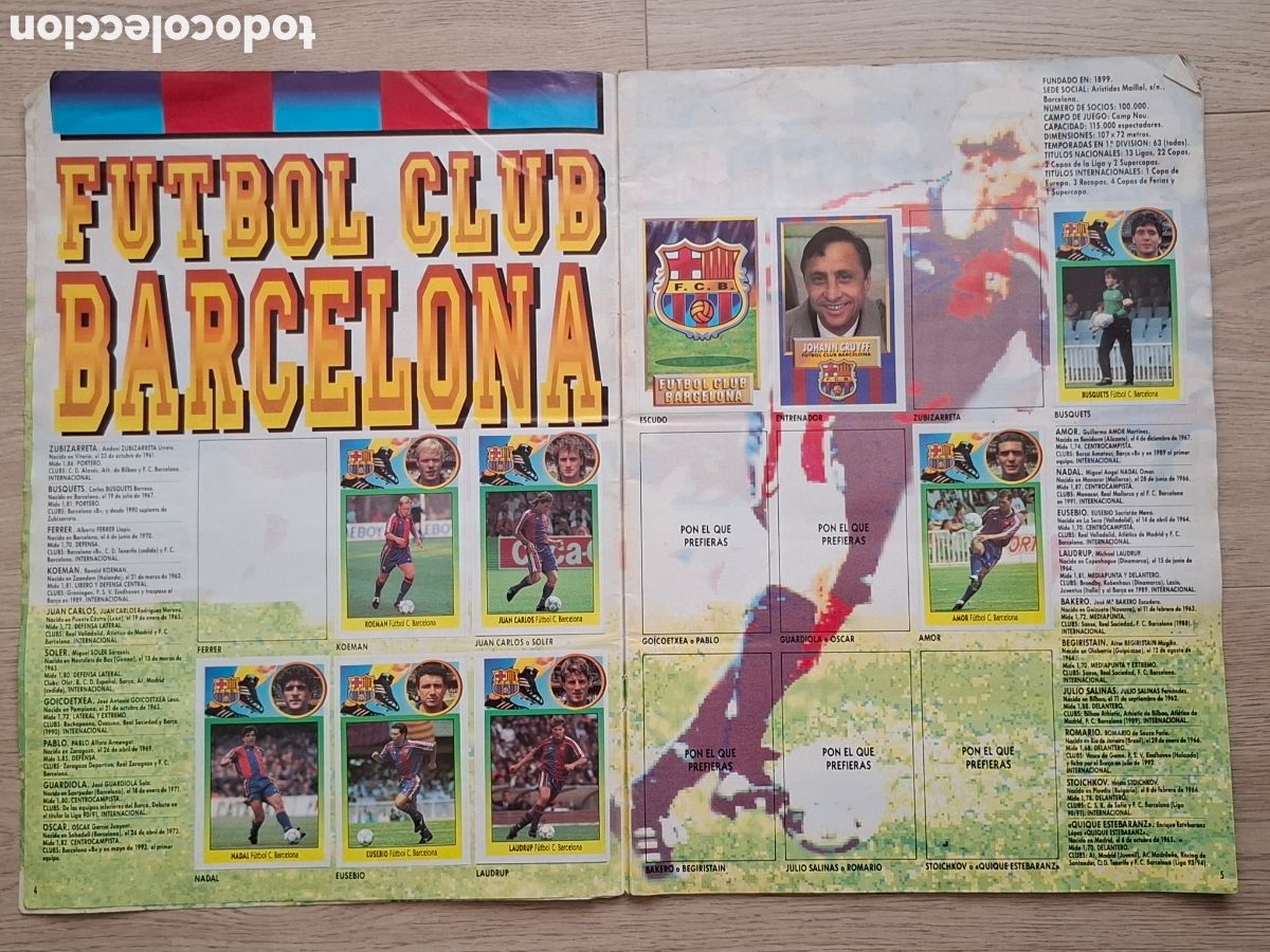 Colecionismo desportivo: Album Este, Liga temporada 93-94, incompleto con 163 cromos