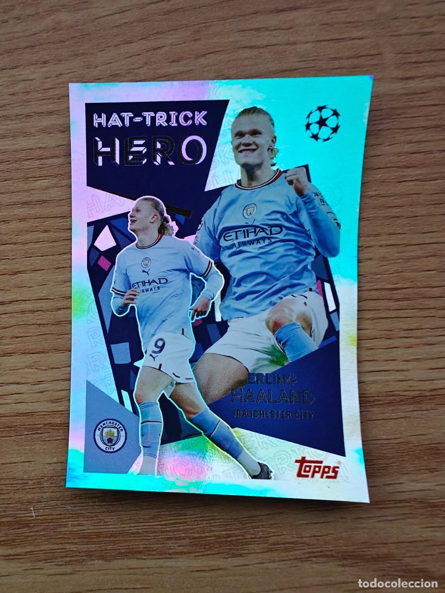 Coleccionismo deportivo: Haaland 39 Topps UEFA Champions League Sticker 25 26 Hat Trick Hero Legend Manchester City 2025 2026