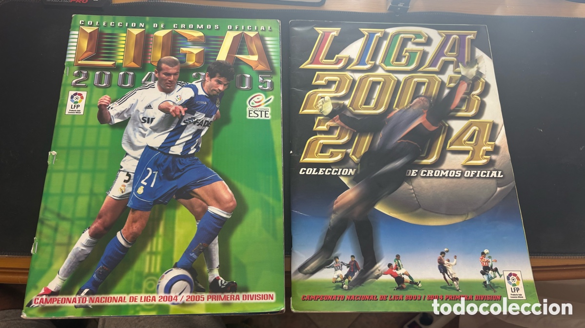 Sports collectibles: Lote 2 &aacute;lbumes F&uacute;tbol Liga este &bull; 2004/2005&bull;2003/2004