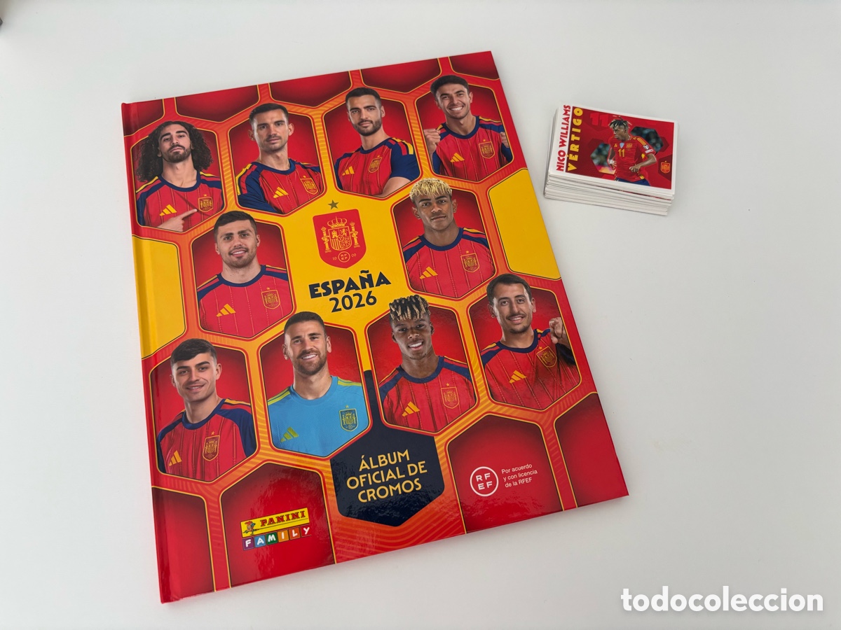 Collezionismo sportivo: SELECCI&Oacute;N ESPA&Ntilde;A MUNDIAL 2026 CARREFOUR COLECCI&Oacute;N CASI COMPLETA, 71 CROMOS SIN PEGAR + ALB&Uacute;M PANINI