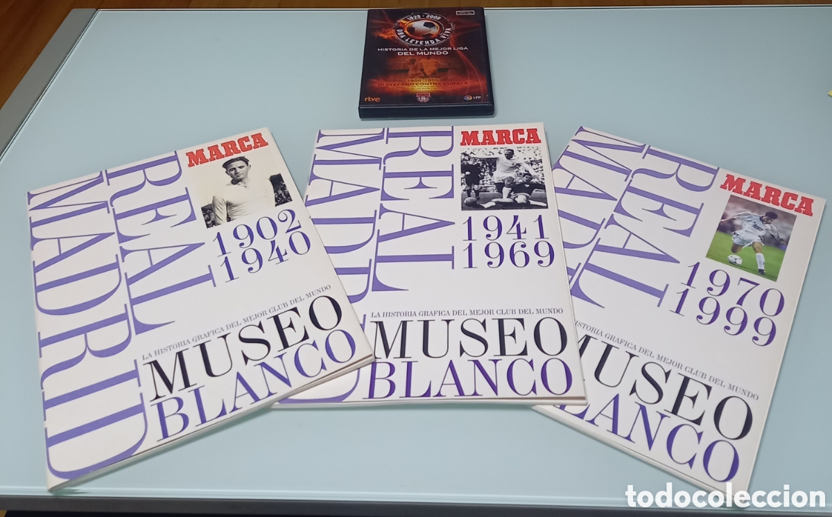 Coleccionismo deportivo: Lote Real Madrid y F&uacute;tbol Cl&aacute;sico - 3 Tomos Museo Blanco + DVD Di St&eacute;fano vs Kubala Marca