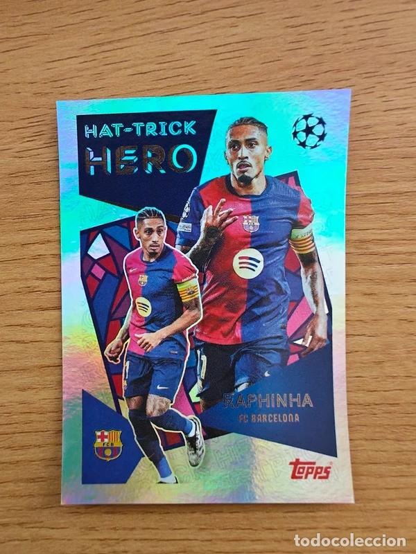 Coleccionismo deportivo: Raphinha 40 Topps UEFA Champions League Sticker 25 26 Hat Trick Hero Legend FC Barcelona 2025 2026