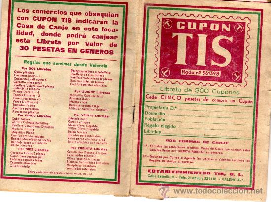 Coleccionismo &aacute;lbumes: CUPON TIS ( LIBRETA ) - Foto 1