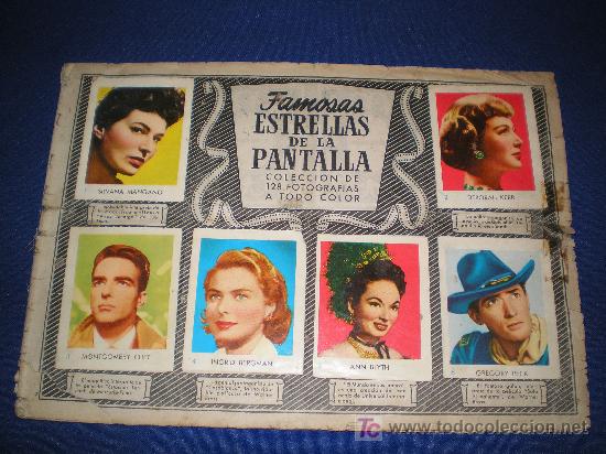 Collectionnisme Albums: FAMOSAS ESTRELLAS DE LA PANTALLA - ALBUM INCOMPLETO Y SIN PORTADAS. FALTAN 19 DE 128 - BRUGUERA